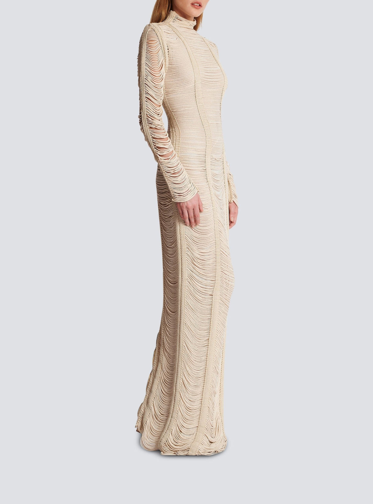Robe longue en macramé ajouré - Naturel