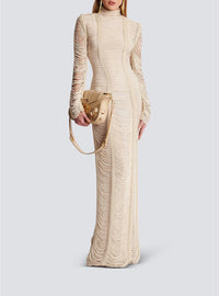 Robe longue en macramé ajouré - Naturel