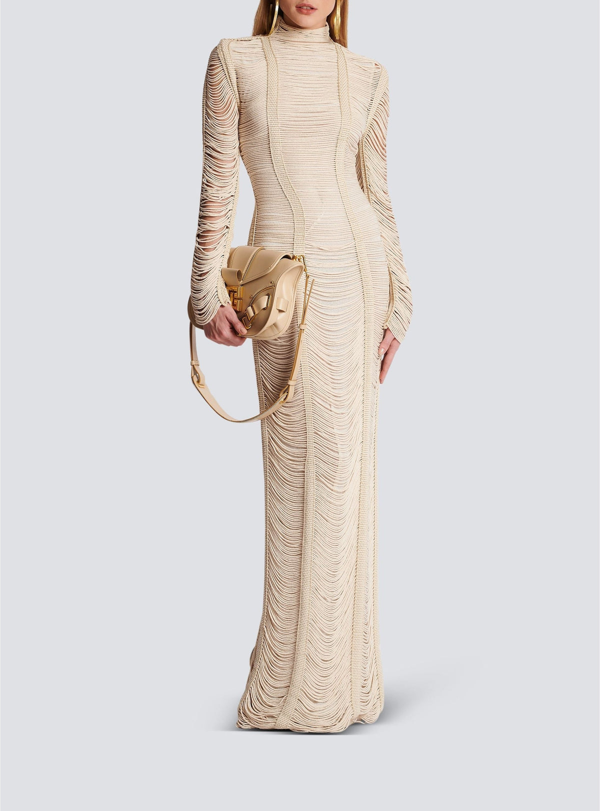 Robe longue en macramé ajouré - Naturel