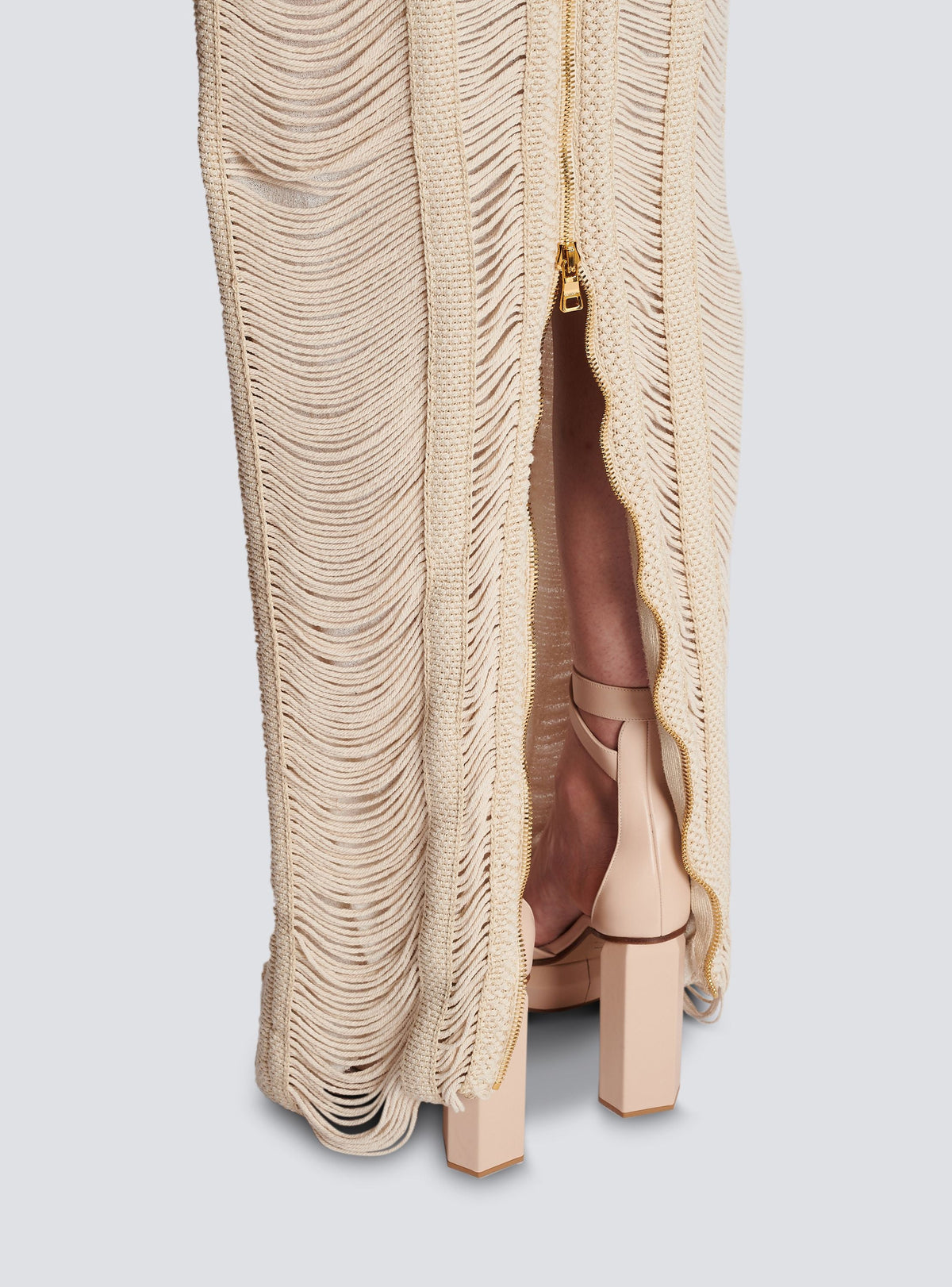 Robe longue en macramé ajouré - Naturel