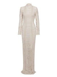 Robe longue en macramé ajouré - Naturel