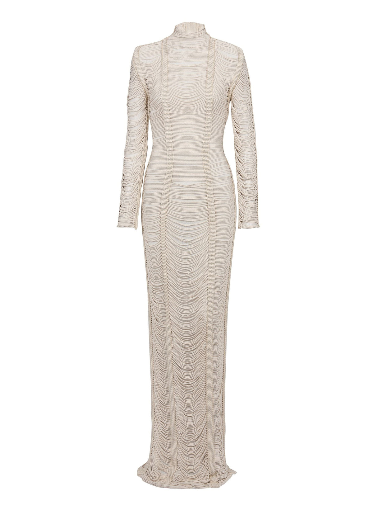 Robe longue en macramé ajouré - Naturel