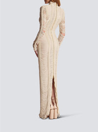 Robe longue en macramé ajouré - Naturel