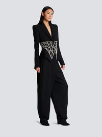 Veste cintrée en laine brodé - Noir & Argent