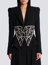 Veste cintrée en laine brodé - Noir & Argent