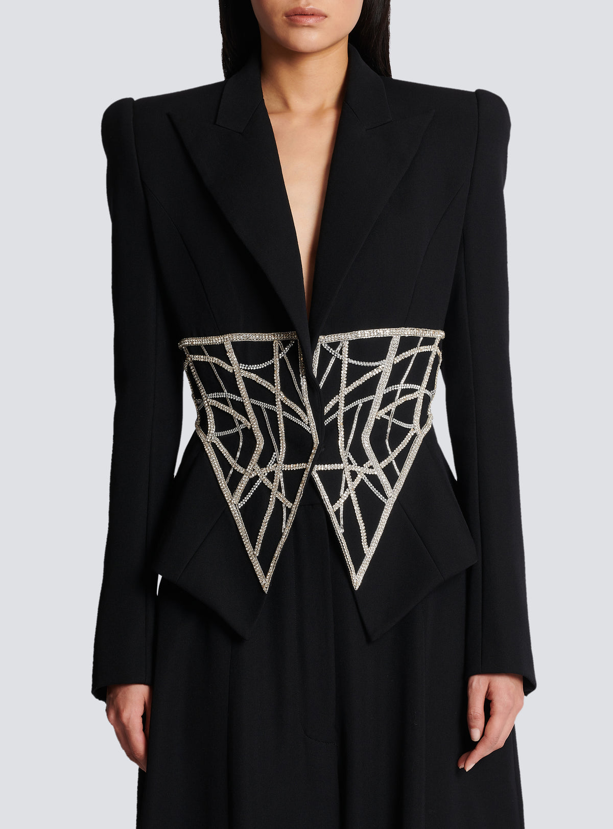 Veste cintrée en laine brodé - Noir & Argent