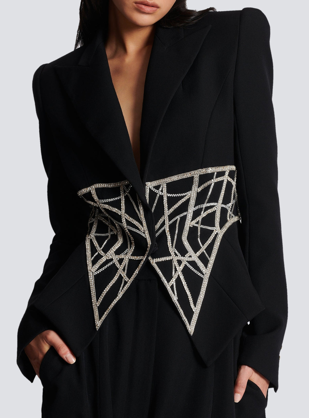 Fitted wool jacket - Black & Silver