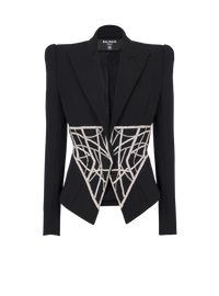 Veste cintrée en laine brodé - Noir & Argent