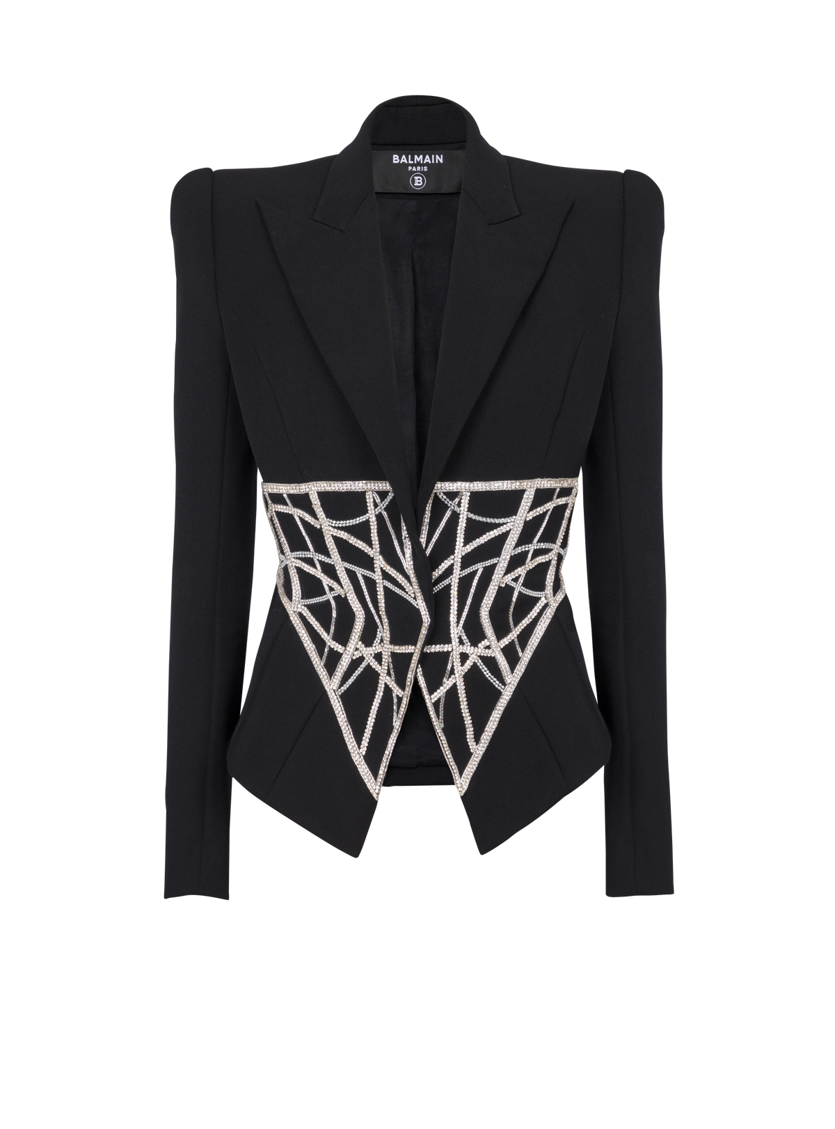 Veste cintrée en laine brodé - Noir & Argent