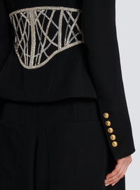 Veste cintrée en laine brodé - Noir & Argent