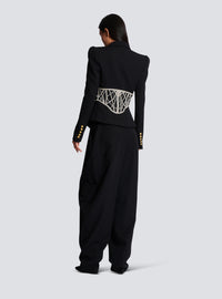Veste cintrée en laine brodé - Noir & Argent