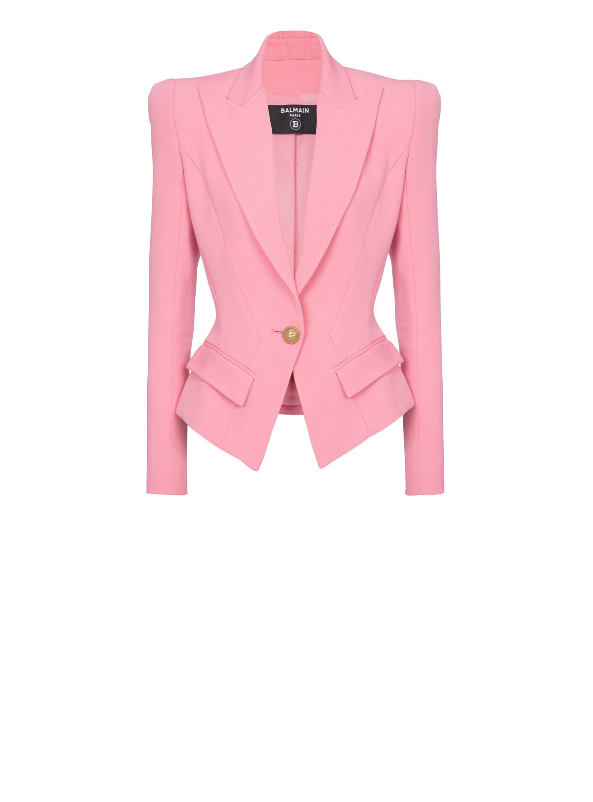 Veste à simple boutonnage en laine - Rose