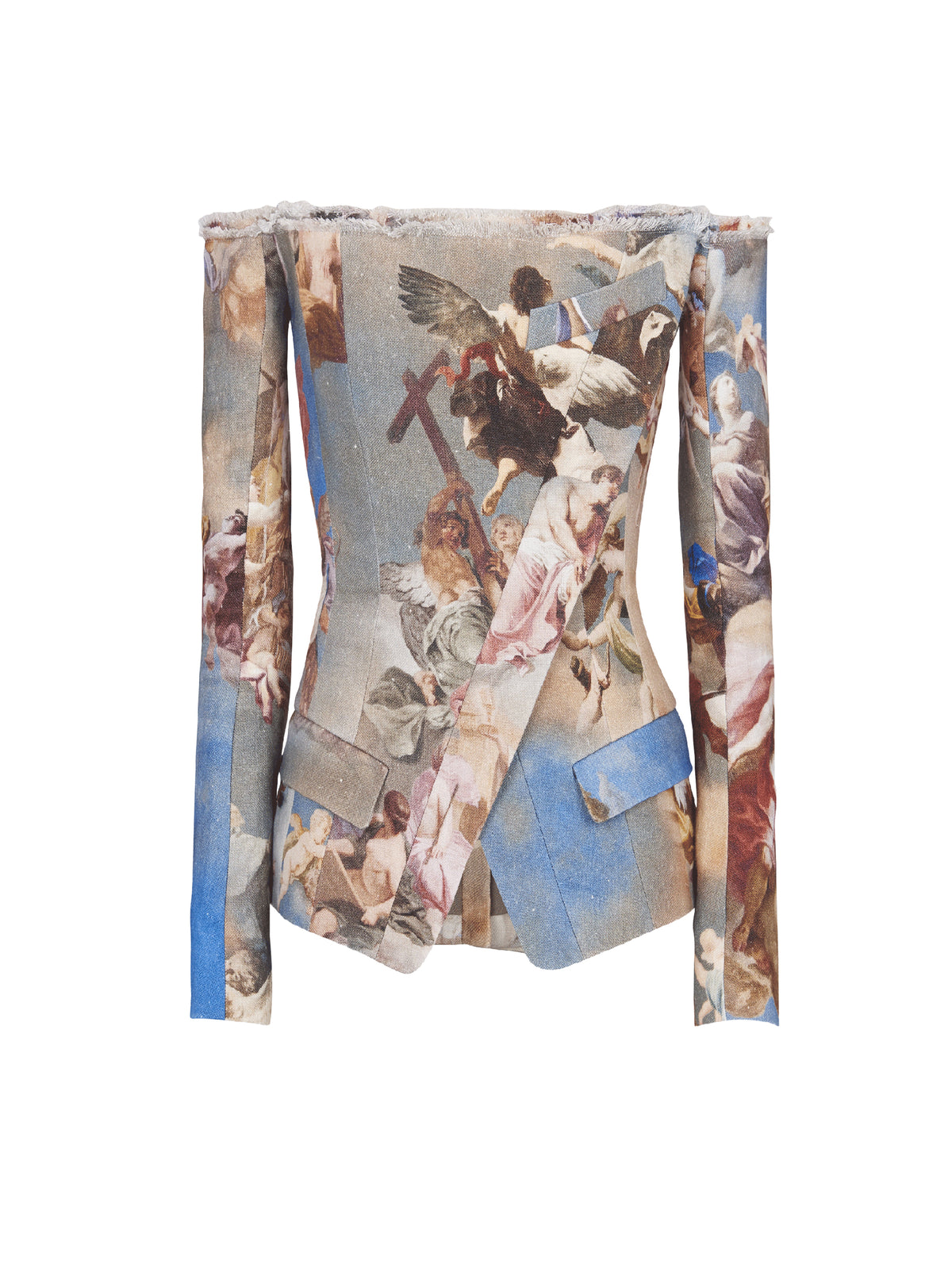 Linen tailored jacket - Blue & Multicolor