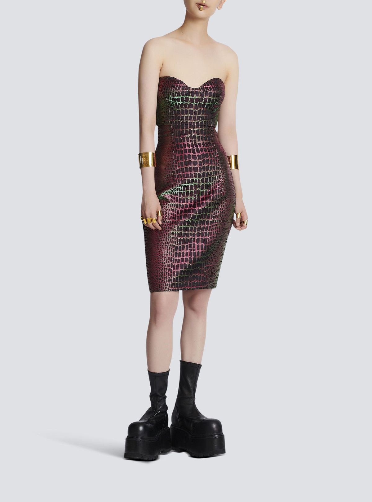Bustier jacquard croco irisé - Multicolore