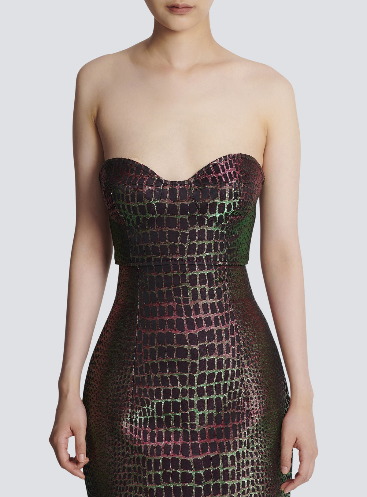 Bustier jacquard croco irisé - Multicolore