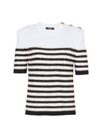 Striped knit top - White & Black & Gold