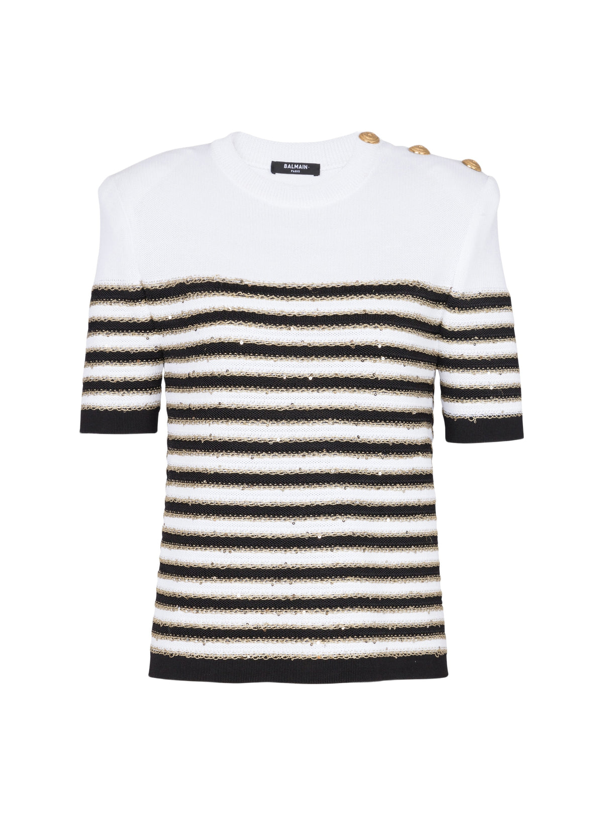 Striped knit top - White & Black & Gold