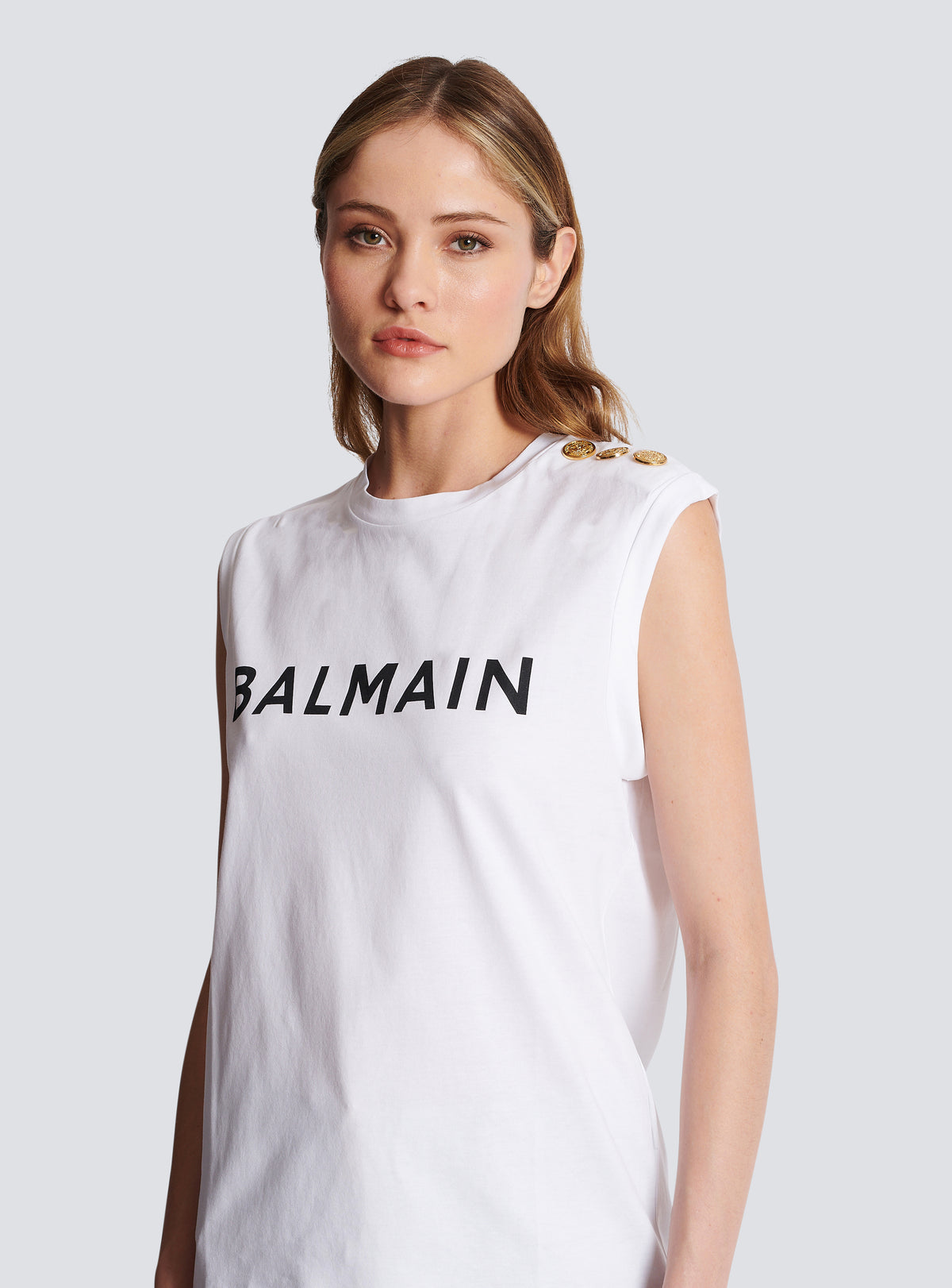 T-shirt en coton éco-responsable imprimé logo balmain - Blanc & Noir