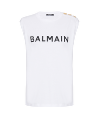 T-shirt en coton éco-responsable imprimé logo balmain - Blanc & Noir