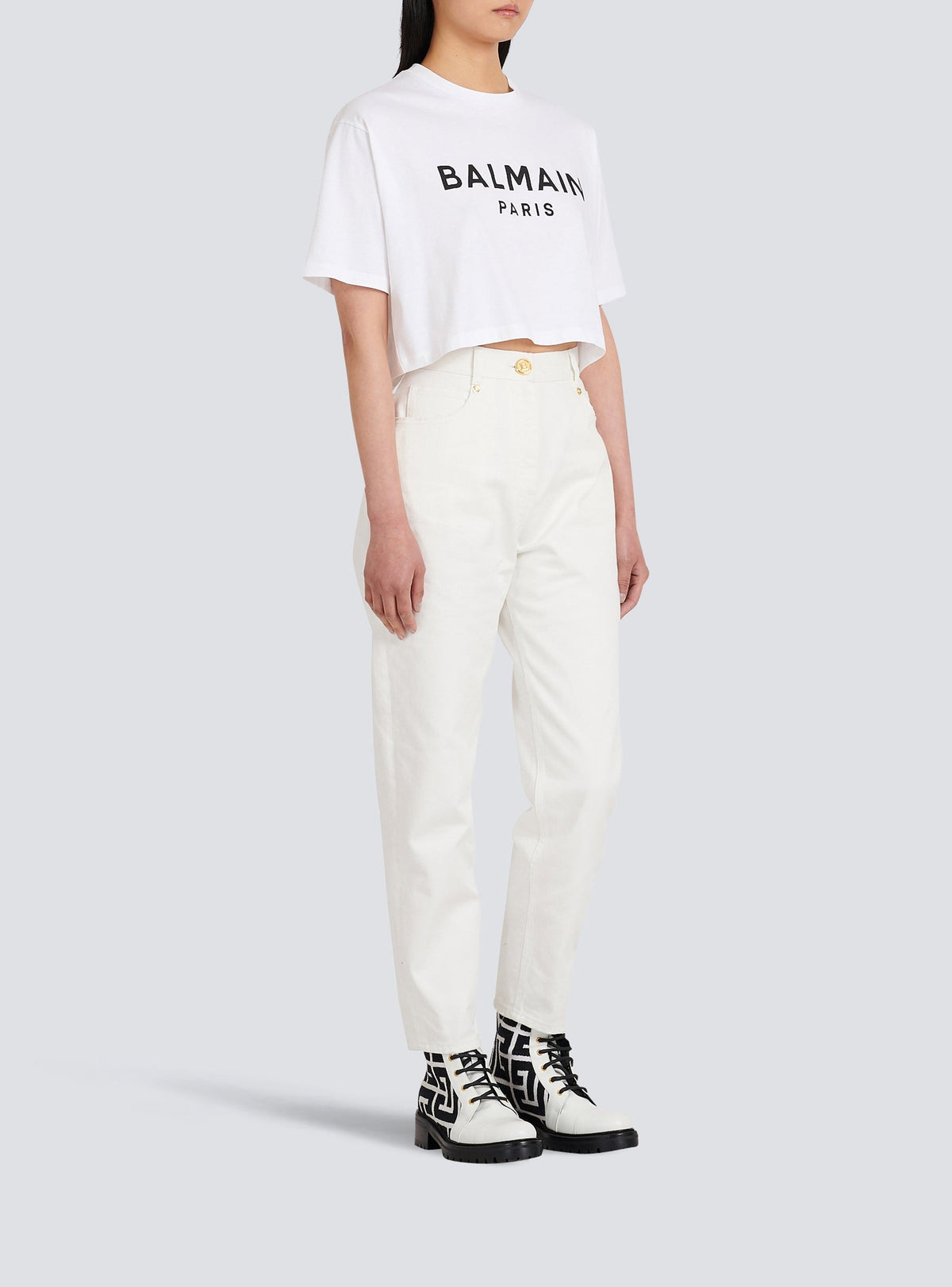 T-shirt court imprimé logo - Blanc & Noir