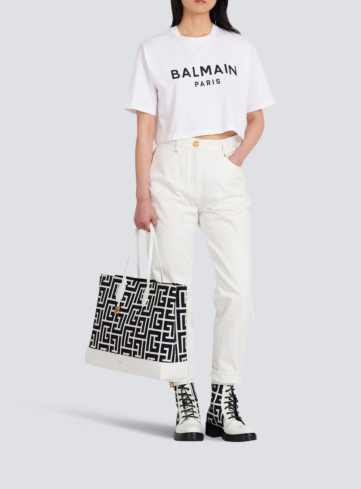 T-shirt court imprimé logo - Blanc & Noir