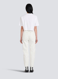 T-shirt court en coton éco-responsable imprimé logo balmain - Blanc & Noir