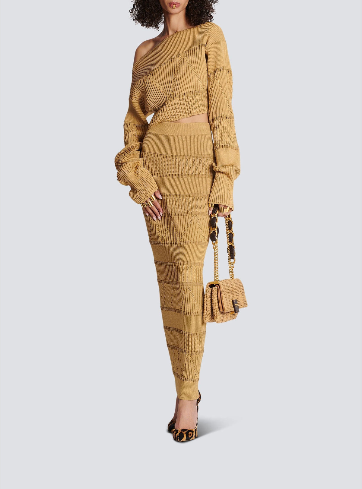 Pull en maille col bateau - Marron clair