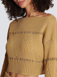 Pull en maille col bateau - Marron clair