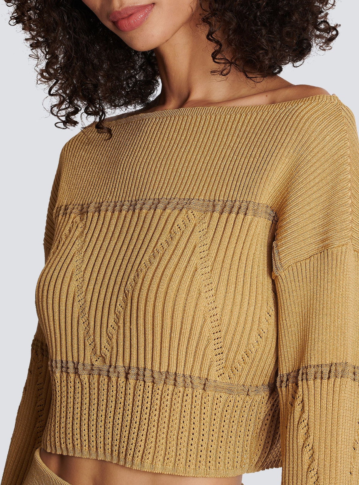 Pull en maille col bateau - Marron clair