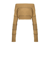 Pull en maille col bateau - Marron clair