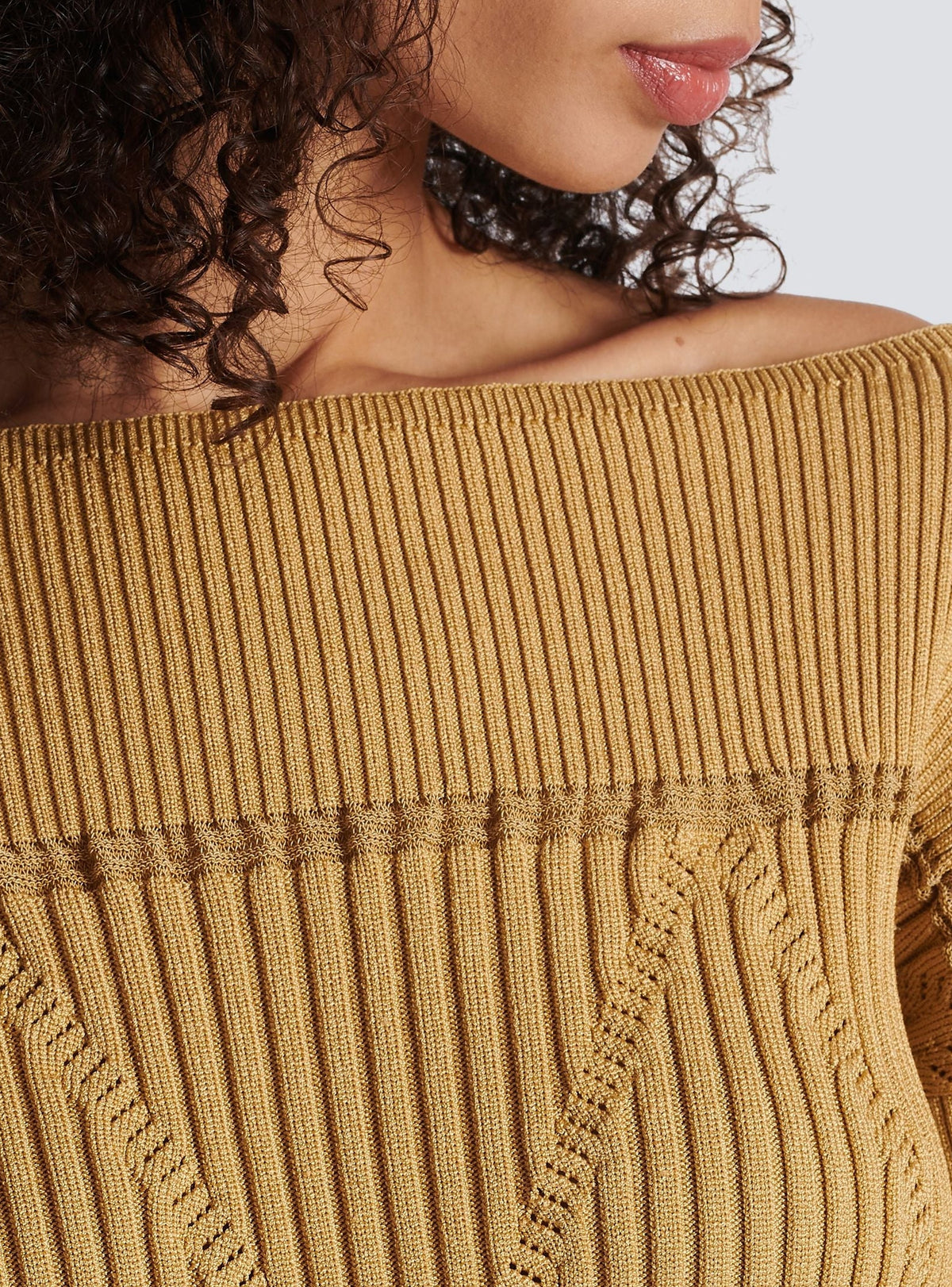 Pull en maille col bateau - Marron clair