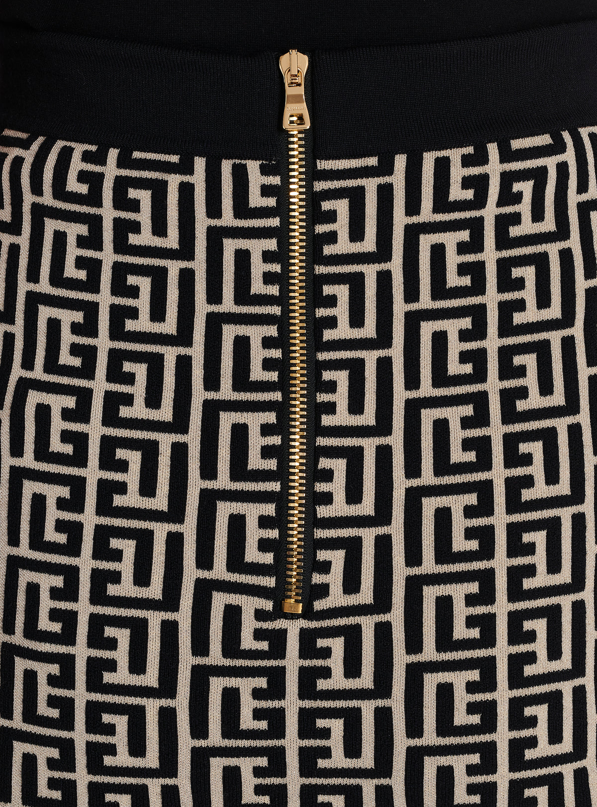 Jupe en maille à monogramme - Ivoire & Noir