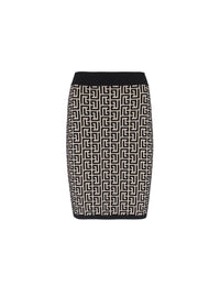 Wool monogram skirt - Ivory & Black