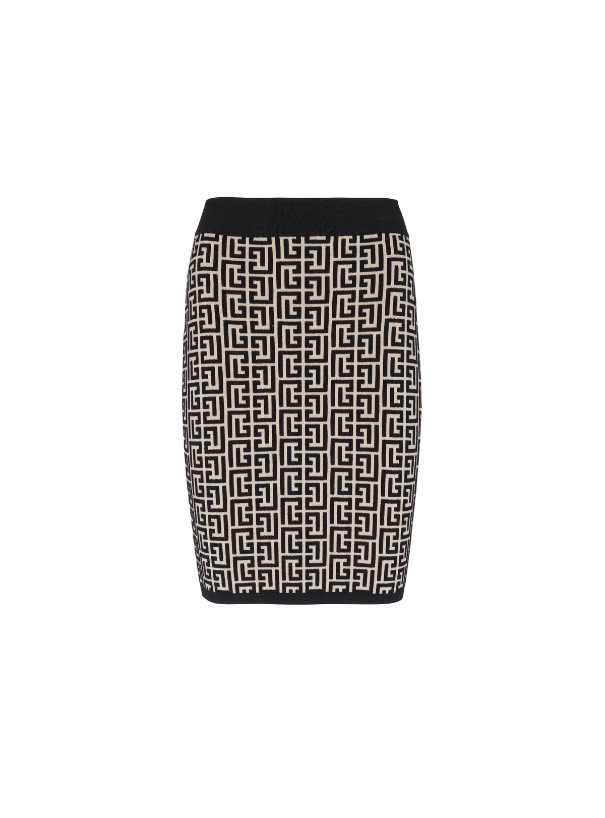 Wool monogram skirt - Ivory & Black