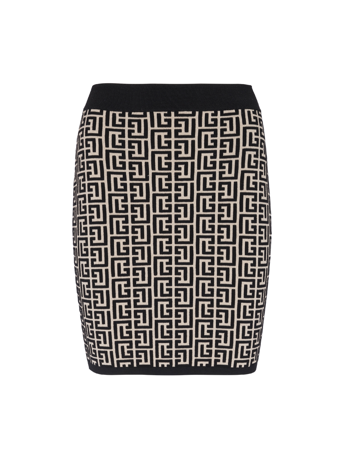 Jupe en maille à monogramme - Ivoire & Noir