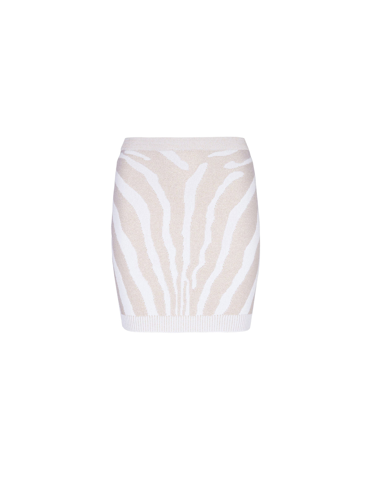 Short zebra knit skirt - White & Gold