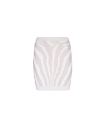 Jupe courte en maille zébrée - Blanc & Or