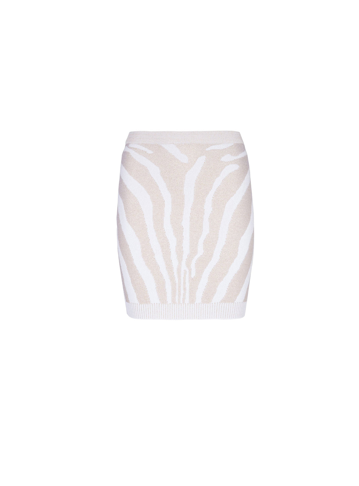 Jupe courte en maille zébrée - Blanc & Or