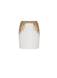Jupe en tweed brodé - Blanc & Or