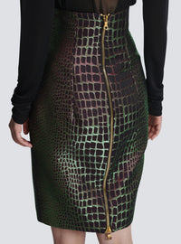 Jupe jacquard croco irisé - Multicolore