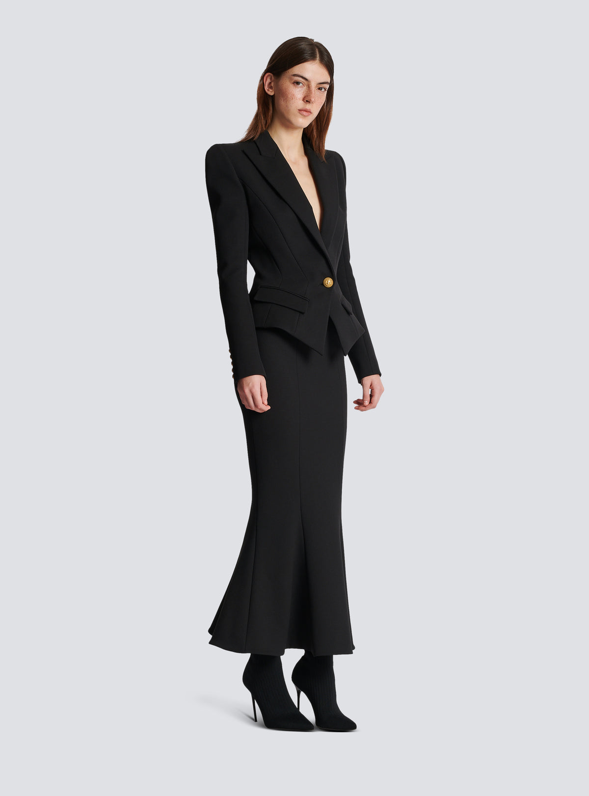 Jupe midi en grain de poudre - Noir
