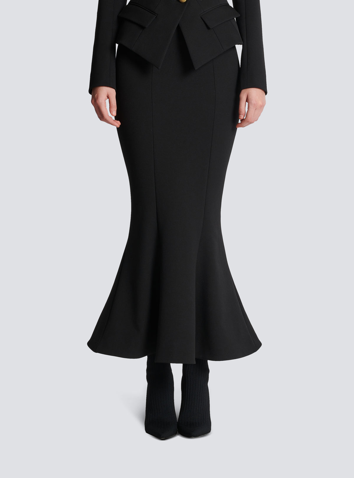 Jupe midi en grain de poudre - Noir