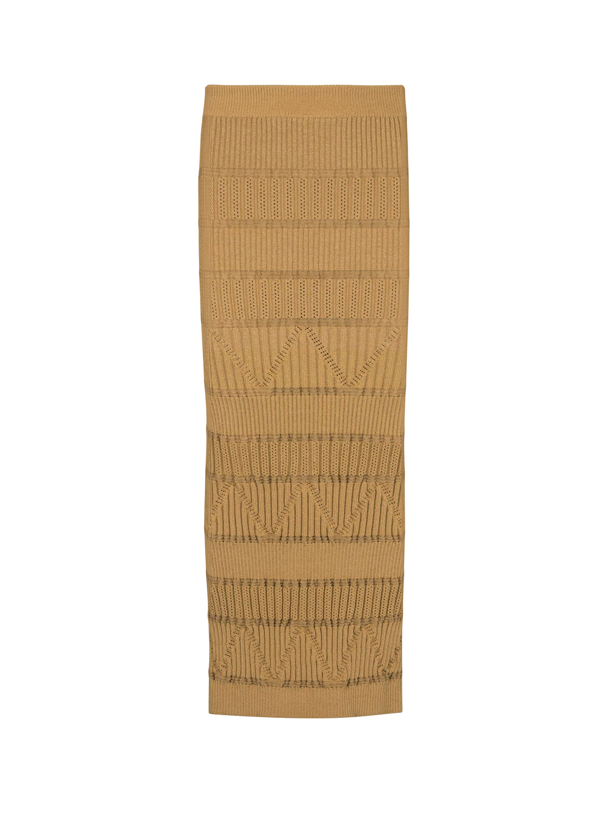 Long jacquard knit skirt - Light Brown