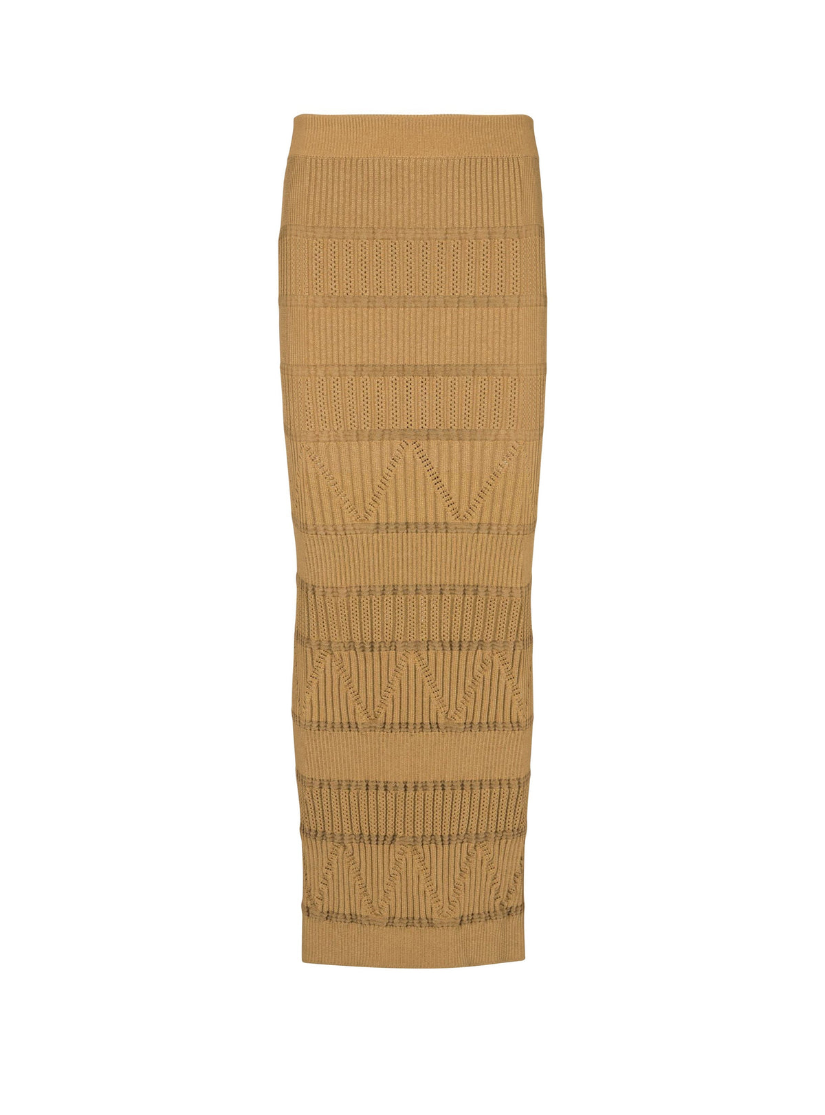 Jupe longue en maille jacquard - Marron clair