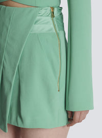 Short drapé en crêpe à ceinture en satin - Vert d'Eau