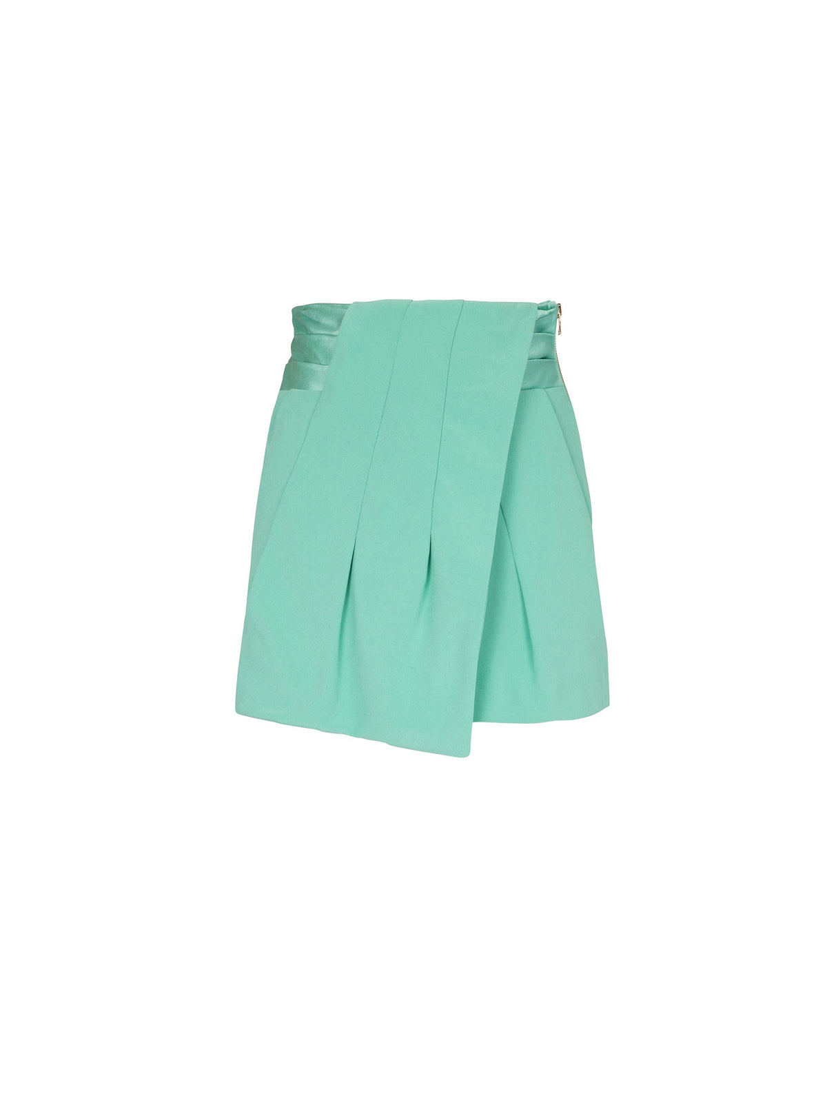 Short drapé en crêpe à ceinture en satin - Vert d'Eau