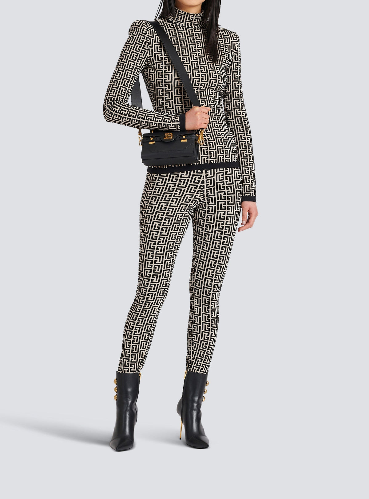 Wool monogram leggings - Ivory & Black
