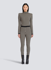 Leggings en maille à monogramme - Ivoire & Noir