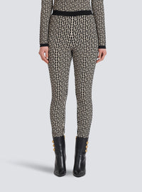 Leggings en maille à monogramme - Ivoire & Noir