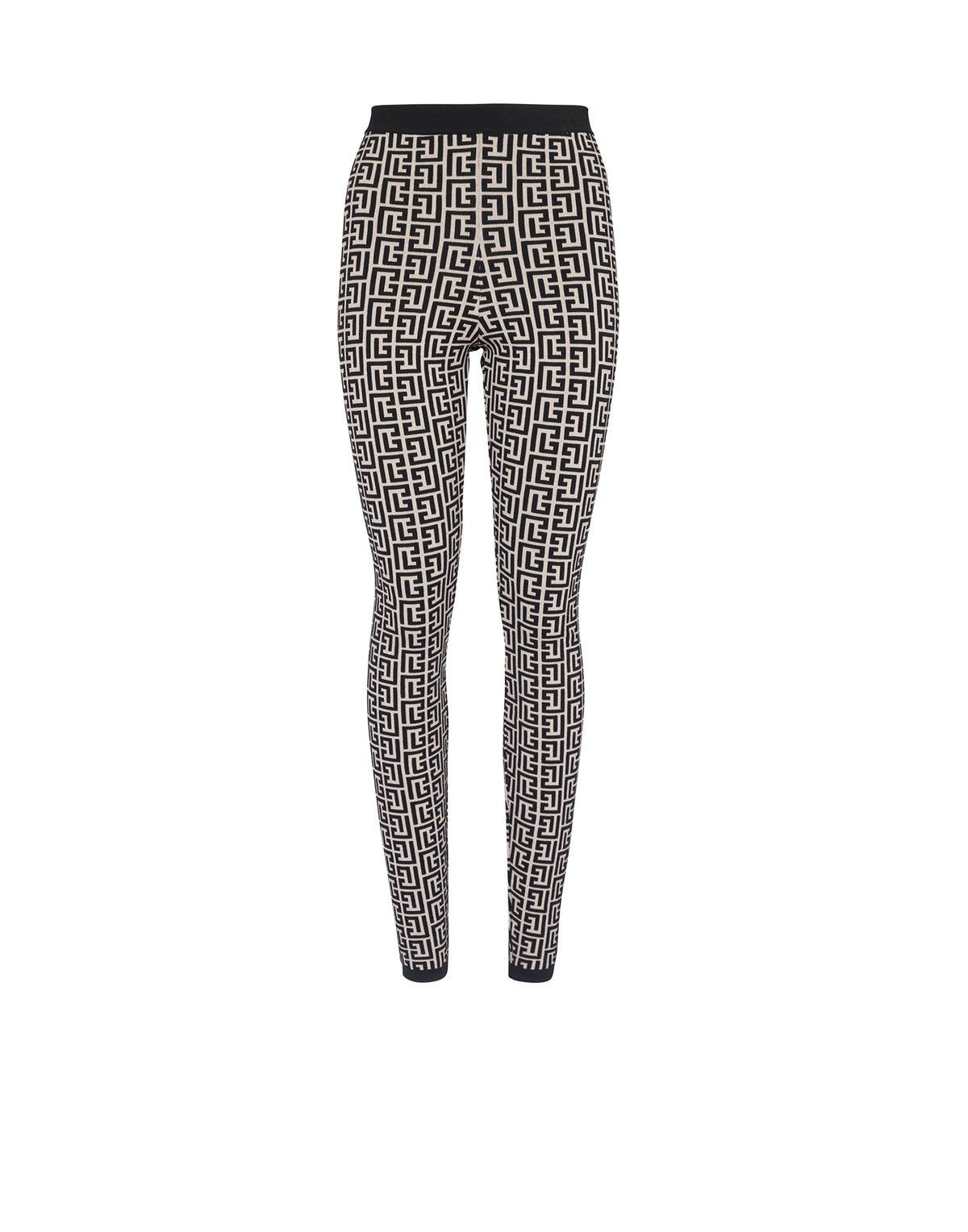 Leggings en maille à monogramme - Ivoire & Noir